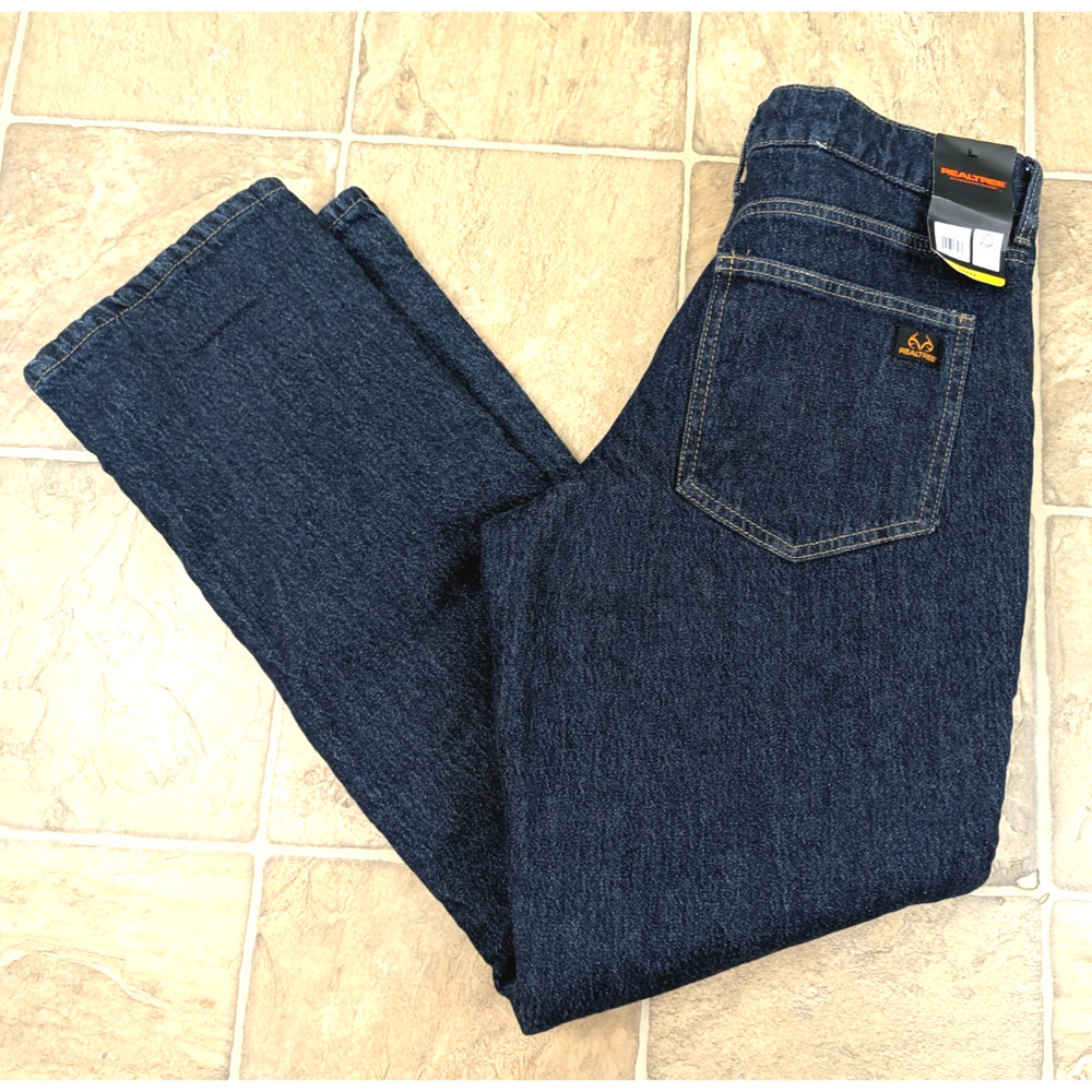 New Realtree sz 32/32 Flannel Lined Jeans blue zipper fly pockets 3259